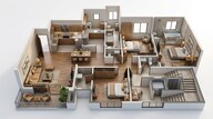 Floor plan of 3 BHK 1194 Sq. Ft. Apartment in Dosti Mezzo 22, Mumbai
