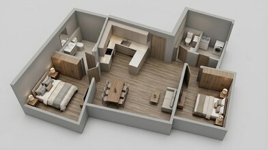 Floor plan of 2 BHK 666 Sq. Ft. Apartment in Dosti Eastern Bay Phase 2, Mumbai