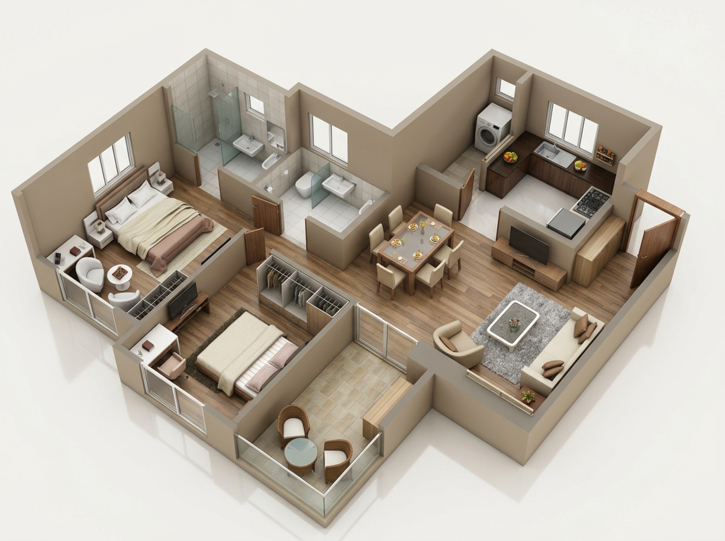 Floor plan of 2 BHK 590 Sq. Ft. Apartment in Mittal SkyHigh Towers, Pune