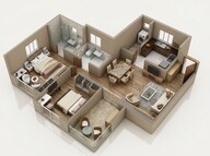 Floor plan of 2 BHK 590 Sq. Ft. Apartment in Mittal SkyHigh Towers, Pune