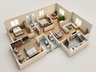 Floor plan of 3 BHK 820 Sq. Ft. Apartment in Mittal SkyHigh Towers, Pune