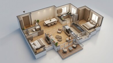 Floor plan of 2 BHK 865 Sq. Ft. Apartment in Lodha Sterling Tower K, Thane
