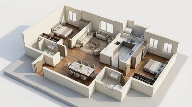 Floor plan of 2 BHK 910 Sq. Ft. Apartment in Lodha Sterling Tower K, Thane