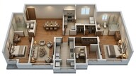 Floor plan of 3 BHK 1041 Sq. Ft. Apartment in Lodha Sterling Tower K, Thane
