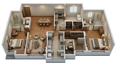 Floor plan of 3 BHK 1041 Sq. Ft. Apartment in Lodha Sterling Tower K, Thane