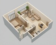 Floor plan of 1 BHK 348 Sq. Ft. Apartment in Rohan Abhilasha 2, Pune