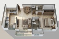 Floor plan of 1 BHK 394 Sq. Ft. Apartment in Kalpataru Srishti Sector 2A, Thane