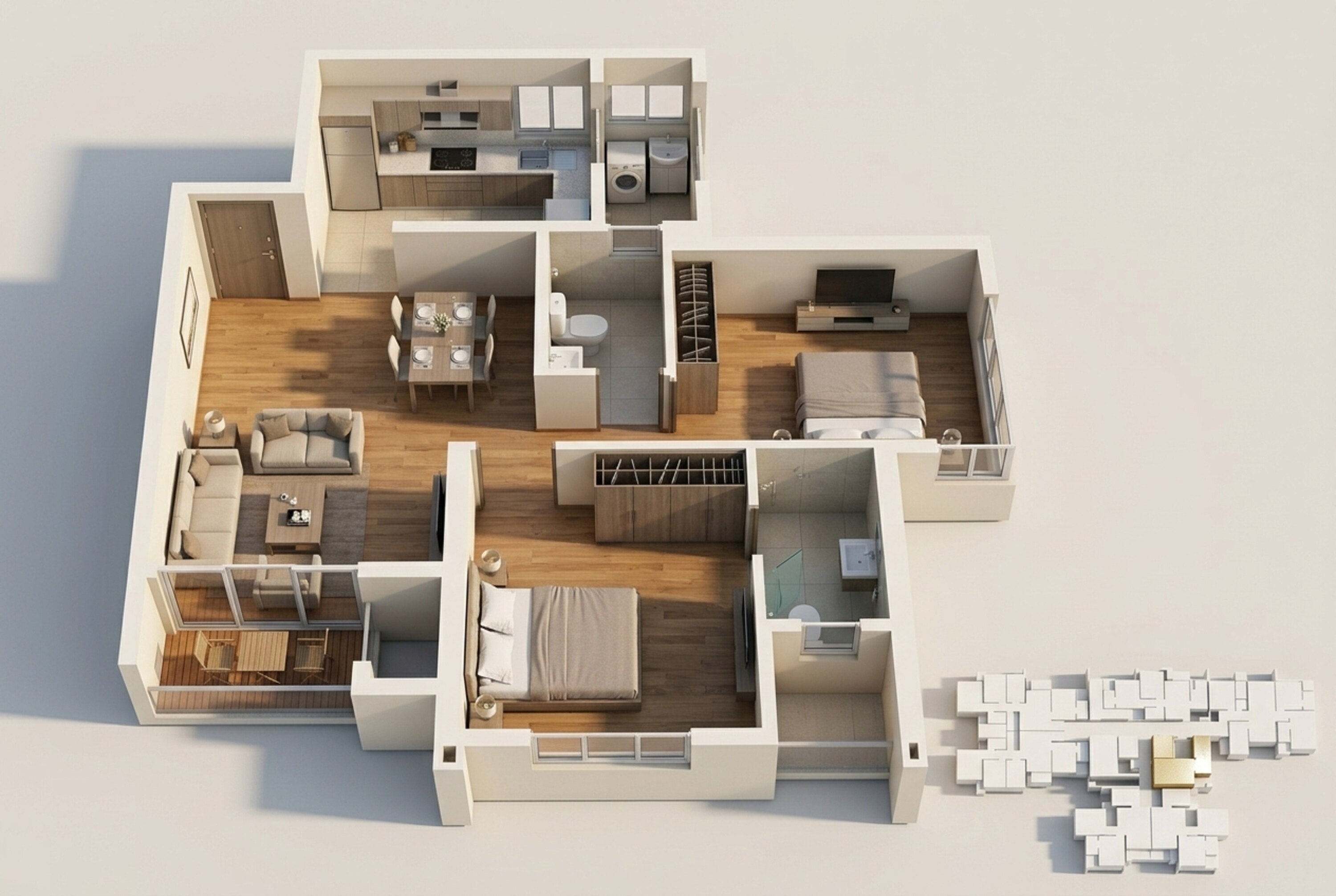 Floor plan of 2 BHK 572 Sq. Ft. Apartment in Kalpataru Srishti Sector 2A, Thane