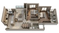 Floor plan of 2 BHK 668 Sq. Ft. Apartment in Kalpataru Srishti Sector 2A, Thane