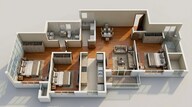 Floor plan of 3 BHK 851 Sq. Ft. Apartment in Kalpataru Srishti Sector 2A, Thane