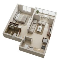 Floor plan of 1 BHK 401 Sq. Ft. Apartment in Rohan Ananta Phase 1, Pune