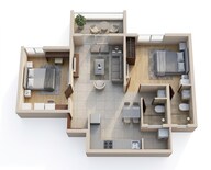 Floor plan of 2 BHK 689 Sq. Ft. Apartment in Rohan Ananta Phase 1, Pune