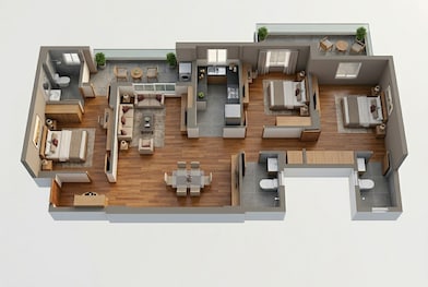 Floor plan of 3 BHK 1527 Sq. Ft. Apartment in Ashiana Anmol Phase 3, Gurgaon