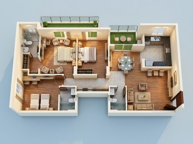 Floor plan of 3 BHK 1776 Sq. Ft. Apartment in Ashiana Anmol Phase 3, Gurgaon