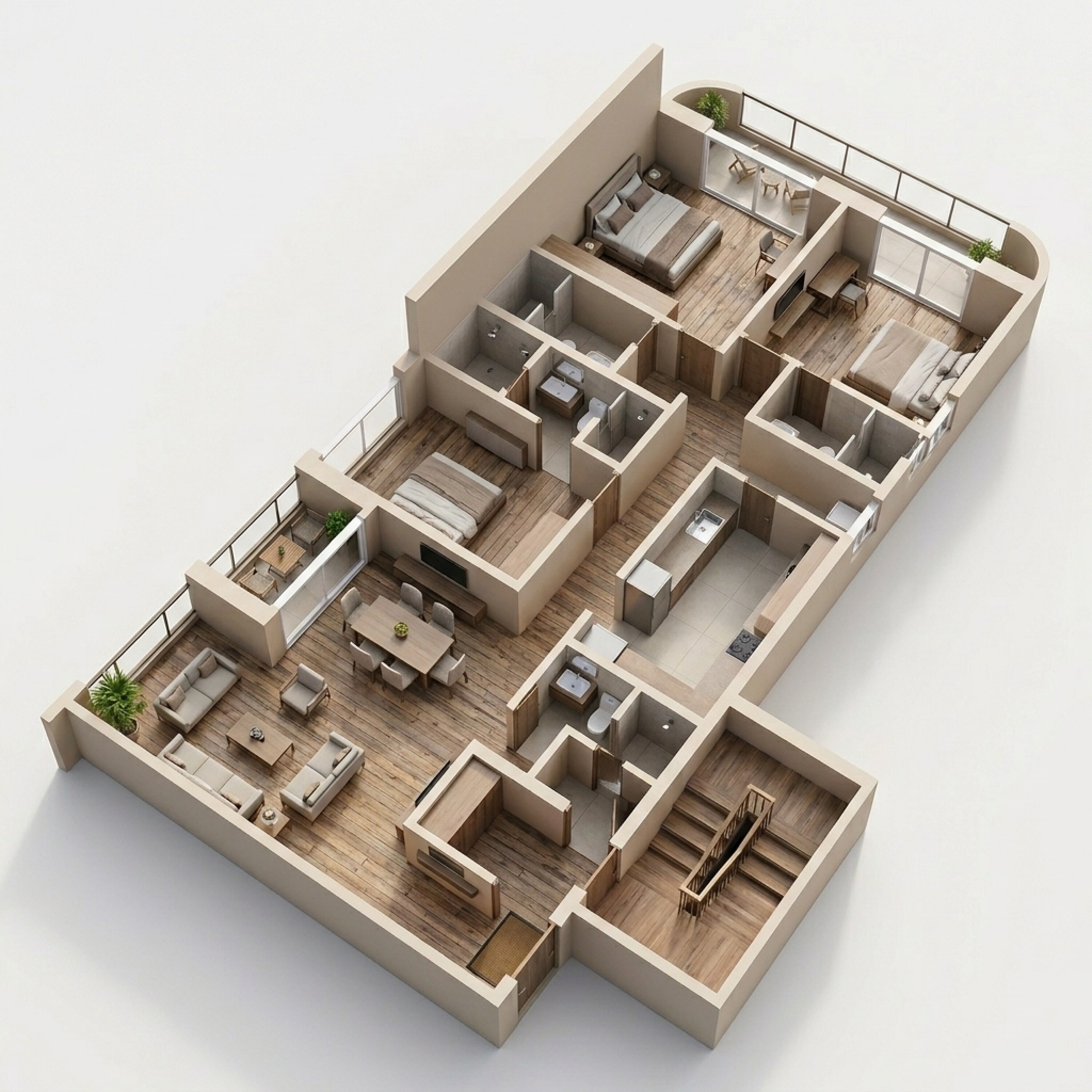 Floor plan of 3 BHK 1369 Sq. Ft. Apartment in Birla Tisya, Bangalore