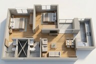 Floor plan of 2 BHK 888 Sq. Ft. Apartment in Shriram WYT Field Phase 2, Bangalore