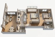 Floor plan of 2 BHK 572 Sq. Ft. Apartment in Piramal Revanta S Class Homes, Mumbai