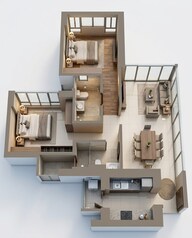 Floor plan of 2 BHK 606 Sq. Ft. Apartment in Piramal Revanta S Class Homes, Mumbai