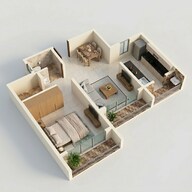 Floor plan of 1 BHK 289 Sq. Ft. Apartment in Shapoorji Pallonji Joyville Virar Phase 6, Palghar