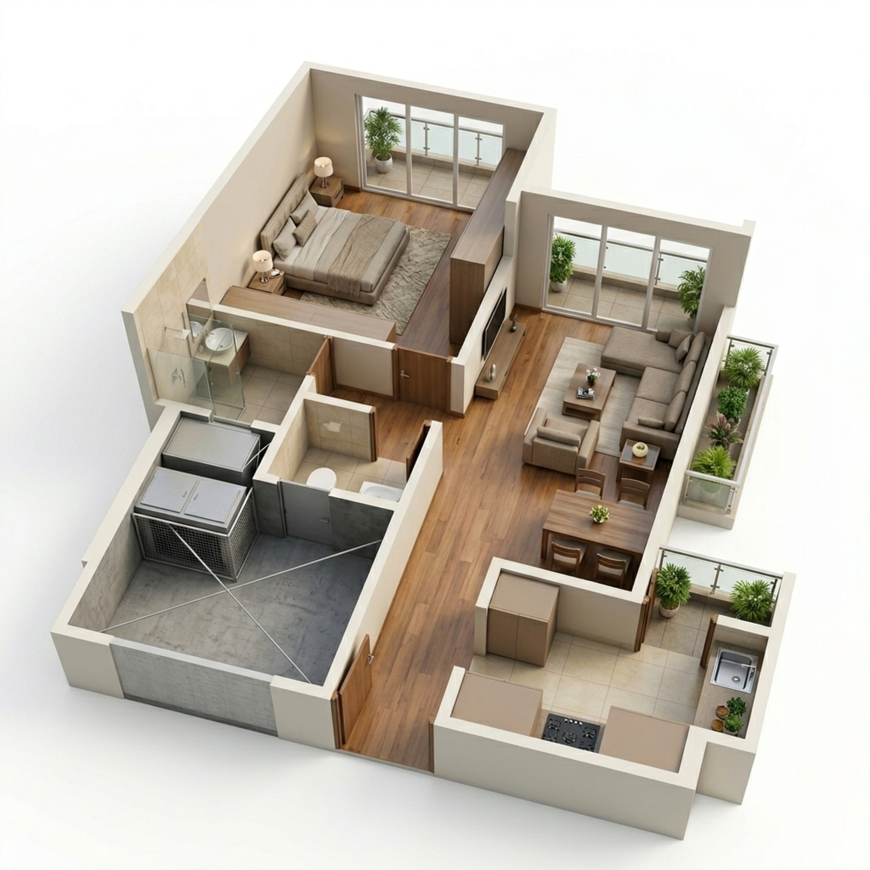 Floor plan of 1 BHK 437 Sq. Ft. Apartment in Shapoorji Pallonji Joyville Virar Phase 6, Palghar