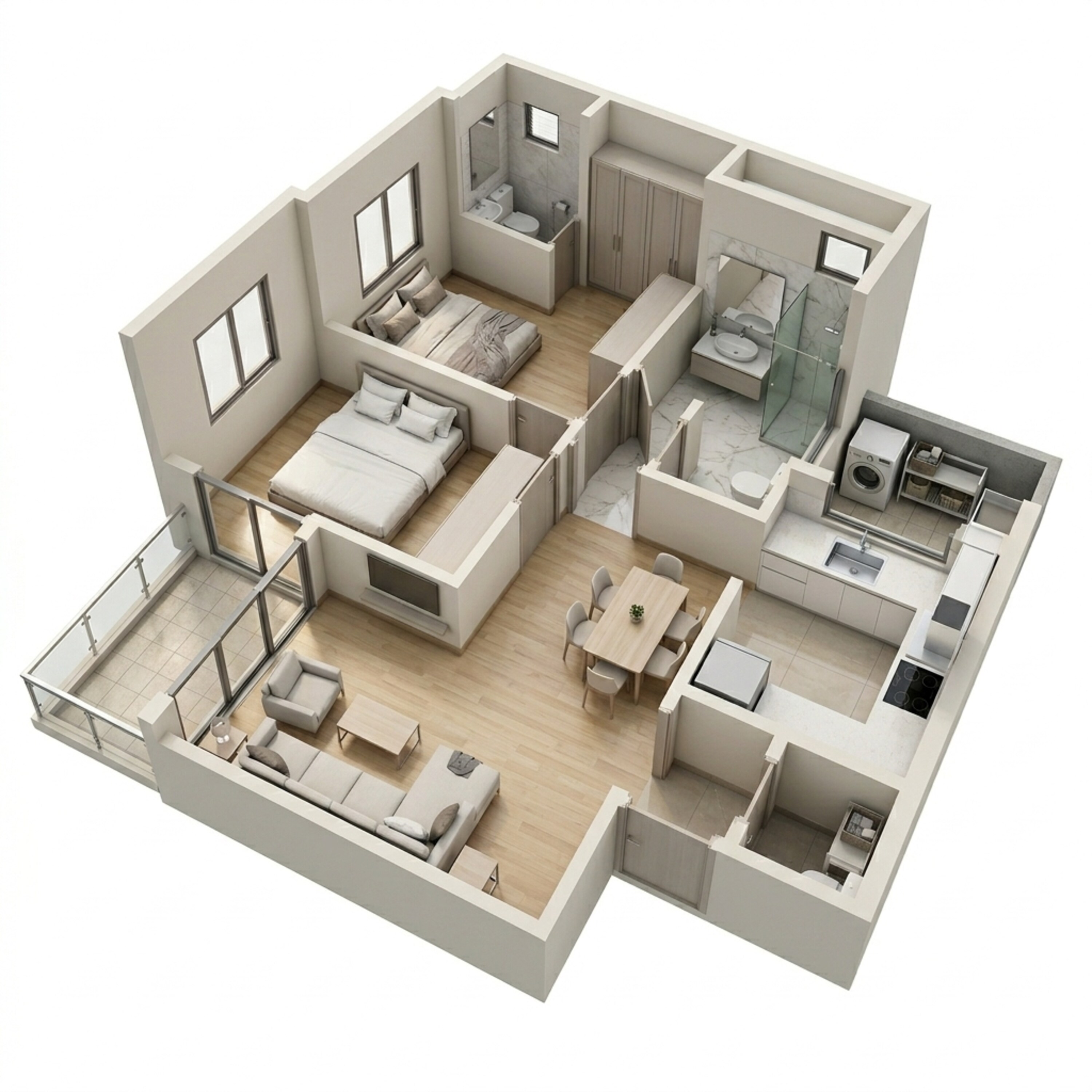 Floor plan of 2 BHK 708 Sq. Ft. Apartment in Mantra Codename Benchmark, Pune