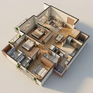 Floor plan of 3 BHK 1055 Sq. Ft. Apartment in Mantra Codename Benchmark, Pune