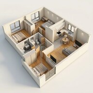 Floor plan of 2 BHK 800 Sq. Ft. Apartment in VTP Leonara, Pune