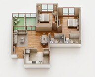 Floor plan of 2 BHK 806 Sq. Ft. Apartment in VTP Leonara, Pune