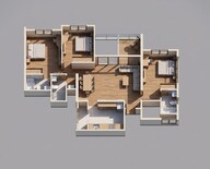 Floor plan of 3 BHK 1005 Sq. Ft. Apartment in VTP Leonara, Pune