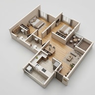 Floor plan of 2 BHK 648 Sq. Ft. Apartment in VTP Hilife Phase 2, Pune