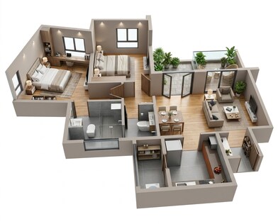 Floor plan of 2 BHK 654 Sq. Ft. Apartment in Shapoorji Pallonji Sensorium Elation, Pune