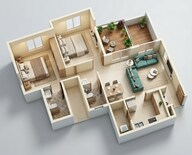 Floor plan of 2 BHK 561 Sq. Ft. Apartment in Shapoorji Pallonji Sensorium Vista, Pune