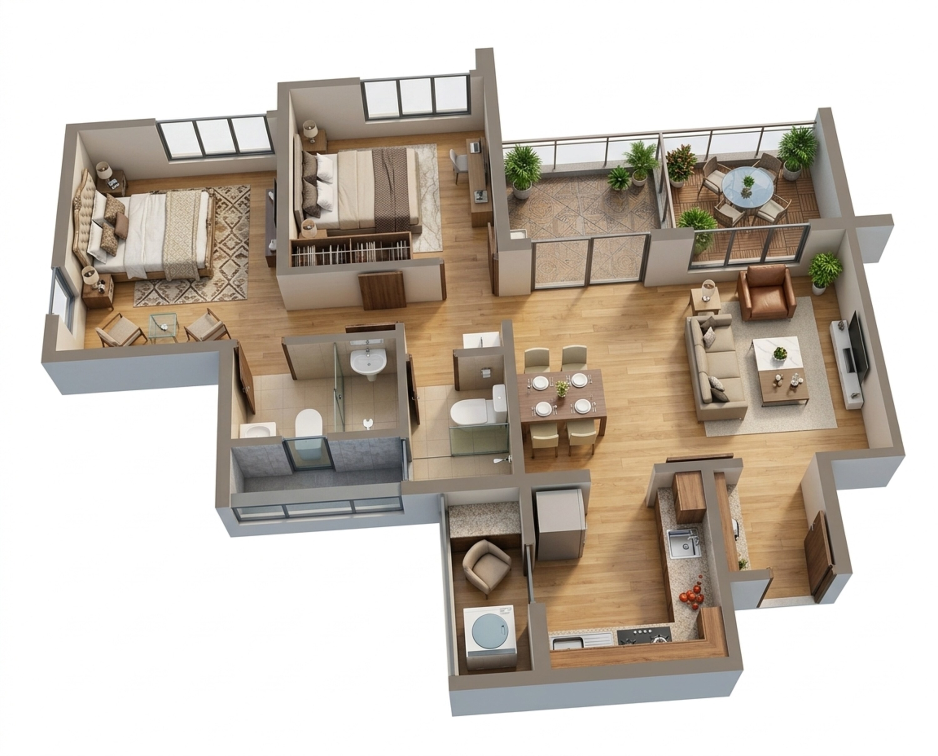 Floor plan of 2 BHK 654 Sq. Ft. Apartment in Shapoorji Pallonji Sensorium Vista, Pune