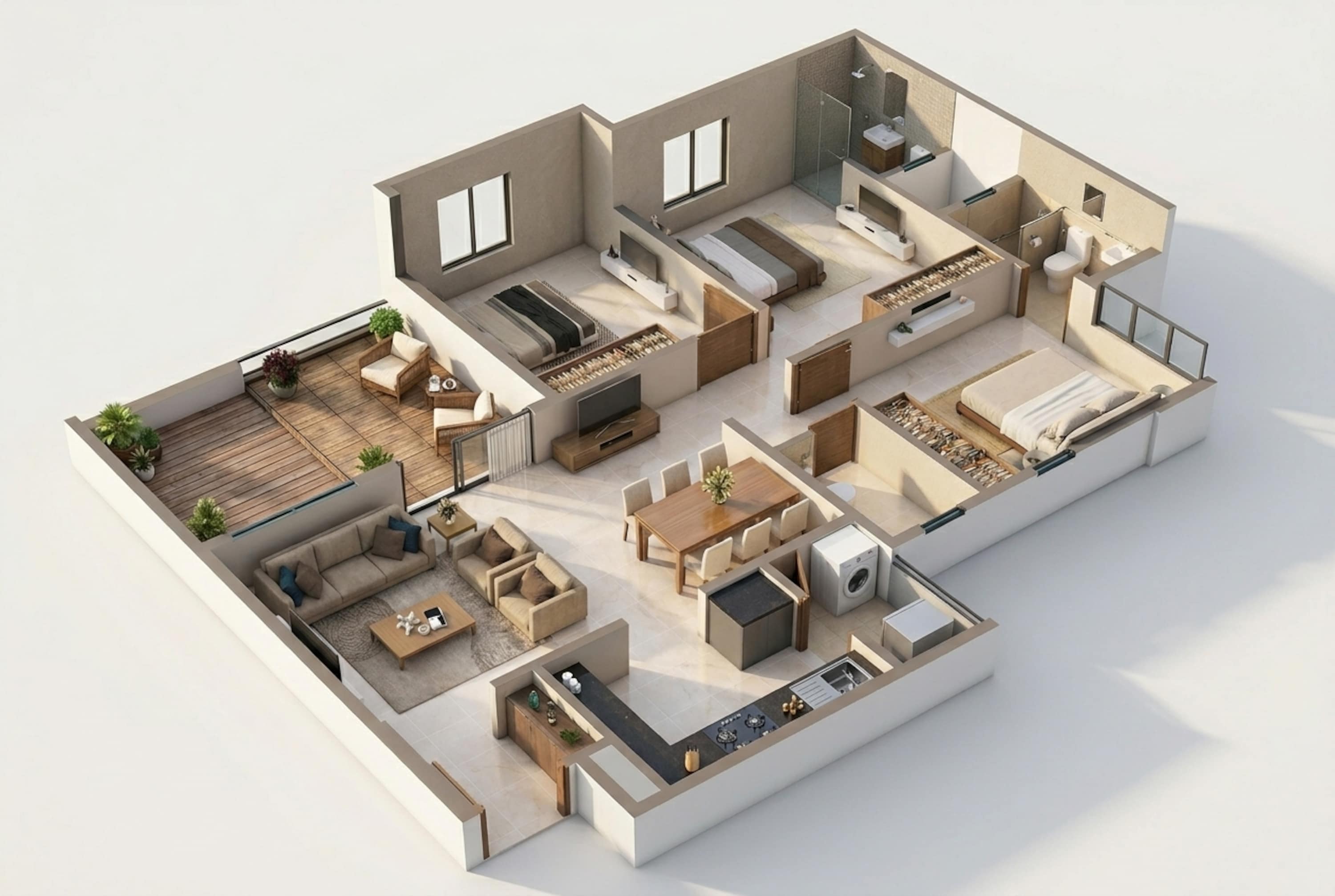 Floor plan of 3 BHK 797 Sq. Ft. Apartment in Shapoorji Pallonji Sensorium Vista, Pune