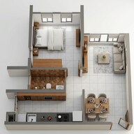 Floor plan of 1 BHK 355 Sq. Ft. Apartment in Shaporji PaIlonji Joyville New Tower, Palghar