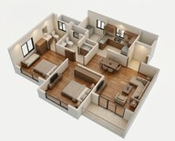 Floor plan of 2 BHK 750 Sq. Ft. Apartment in Mantra Mesmer, Pune