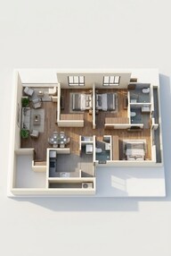 Floor plan of 3 BHK 869 Sq. Ft. Apartment in Mantra Mesmer, Pune
