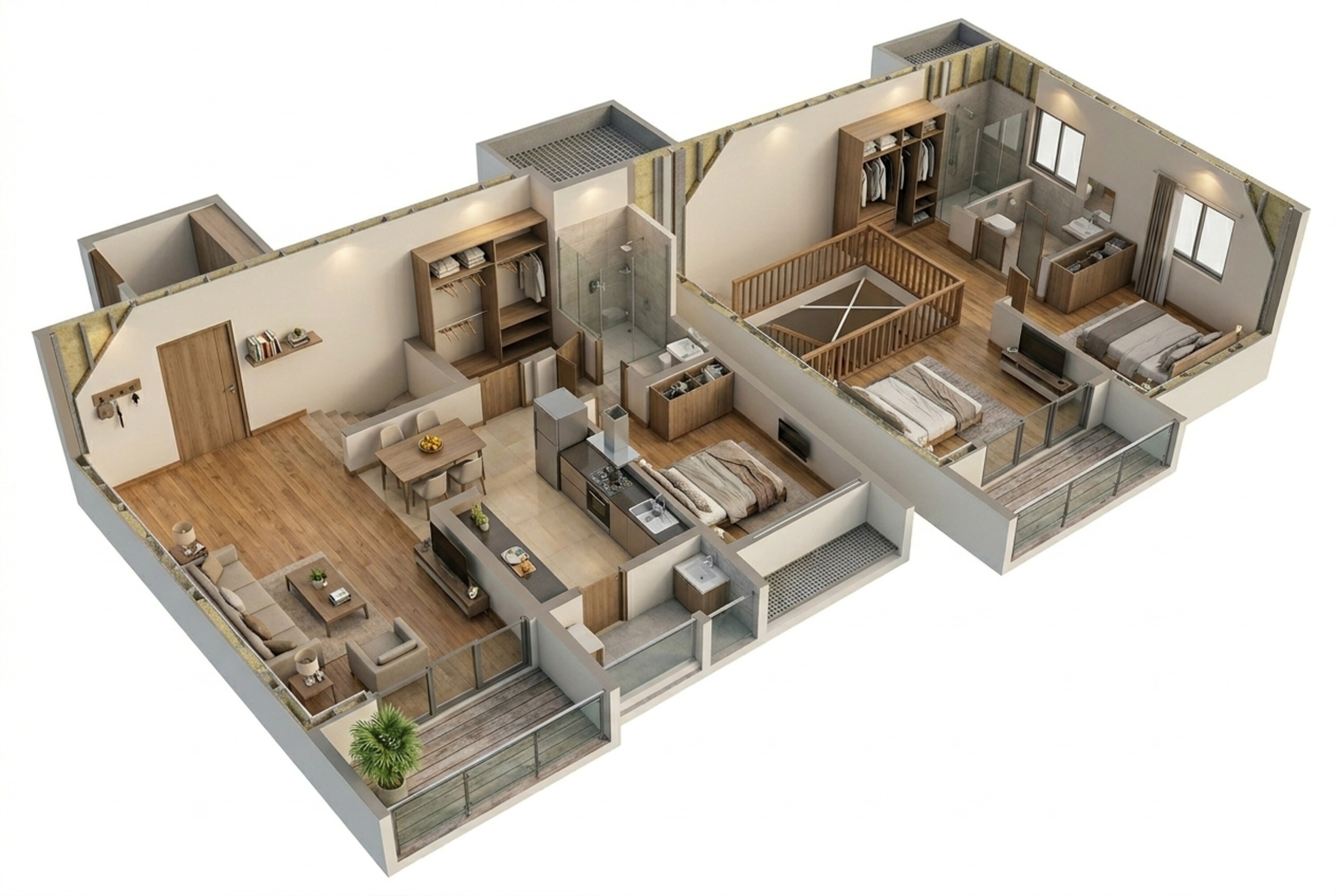 Floor plan of 3 BHK 1039 Sq. Ft. Apartment in Mantra Mesmer, Pune
