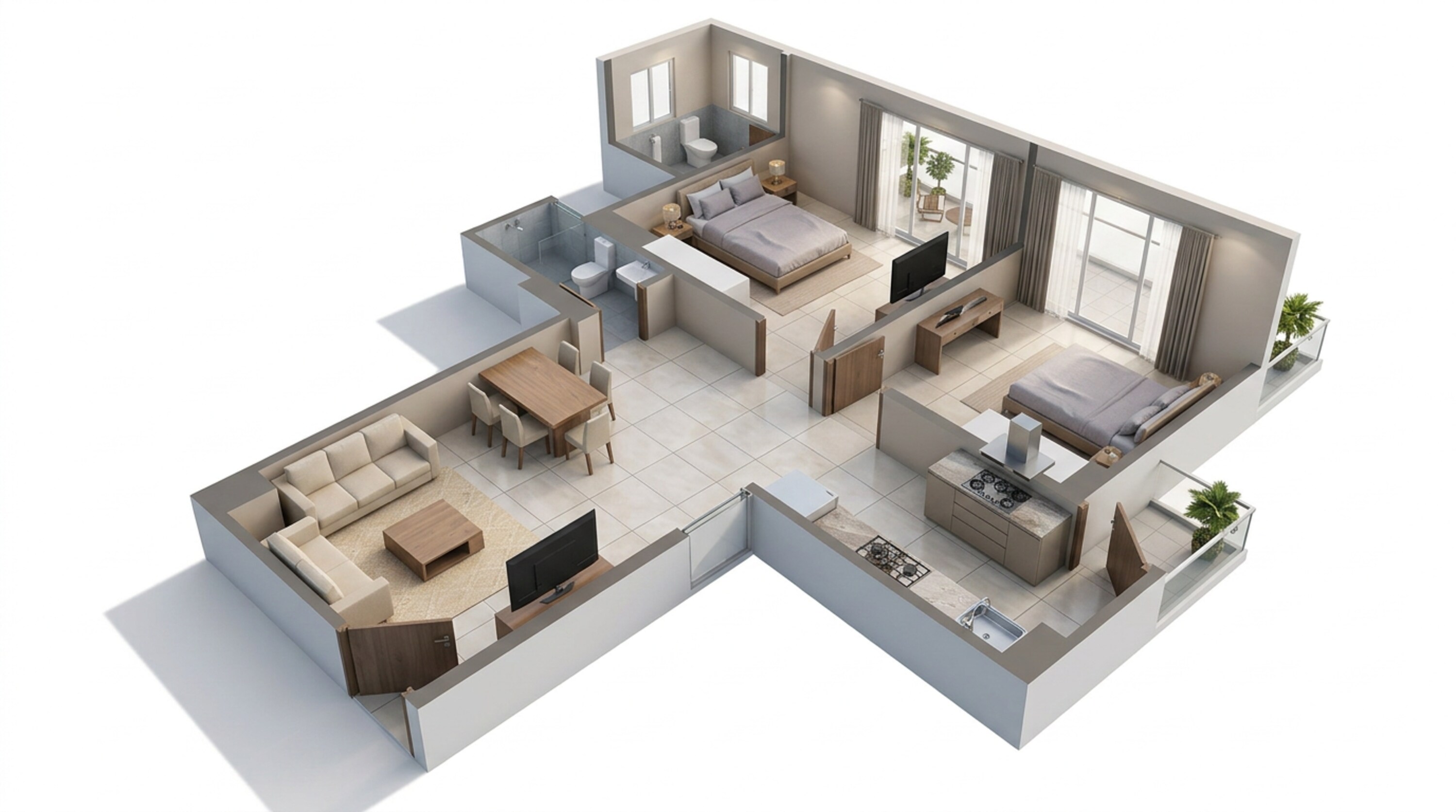 Floor plan of 2 BHK 705 Sq. Ft. Apartment in Conscient Habitat 102, Gurgaon