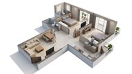 Floor plan of 2 BHK 705 Sq. Ft. Apartment in Conscient Habitat 102, Gurgaon