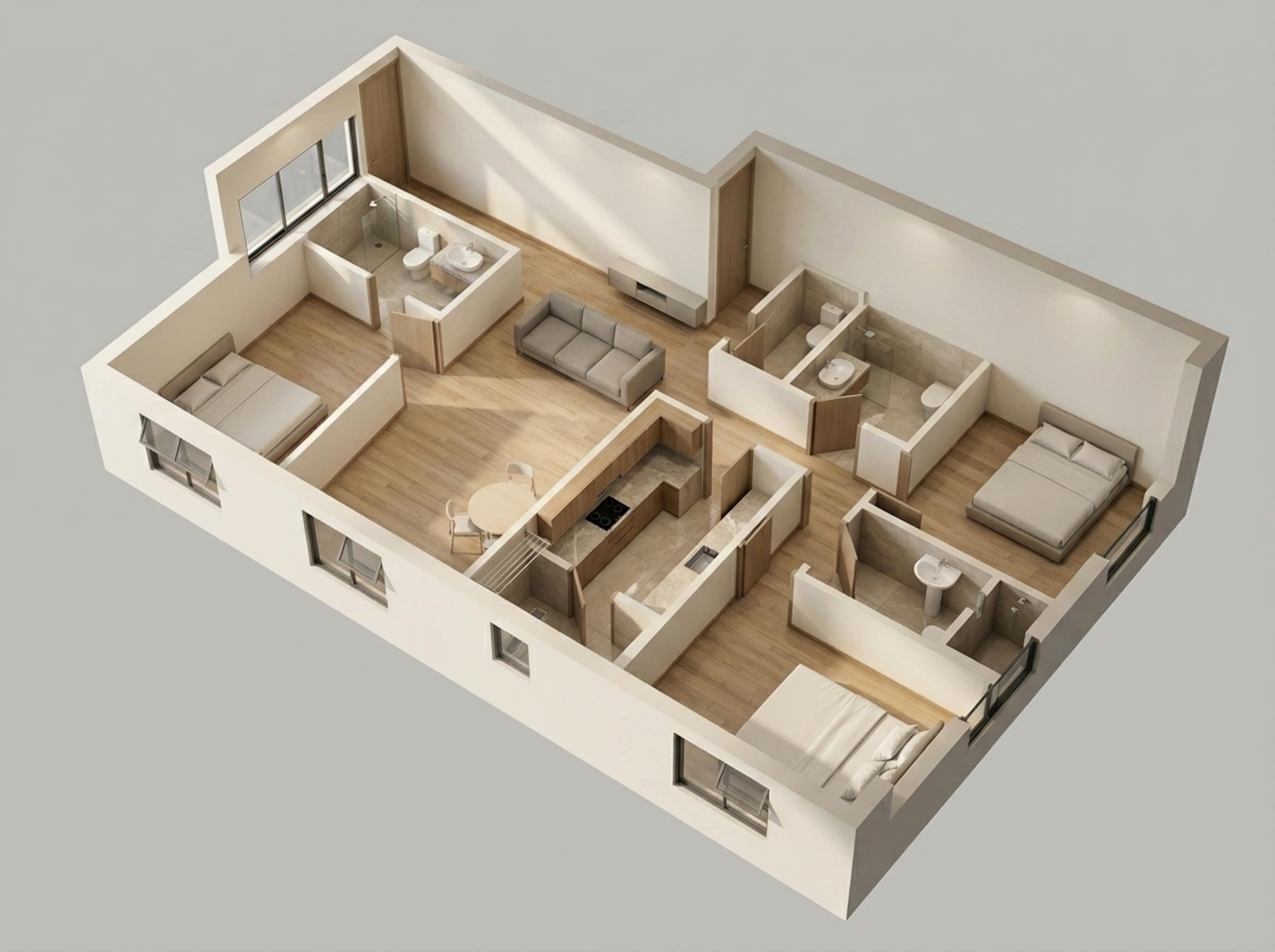 Floor plan of 3 BHK 1204 Sq. Ft. Apartment in Birla Niyaara, Mumbai