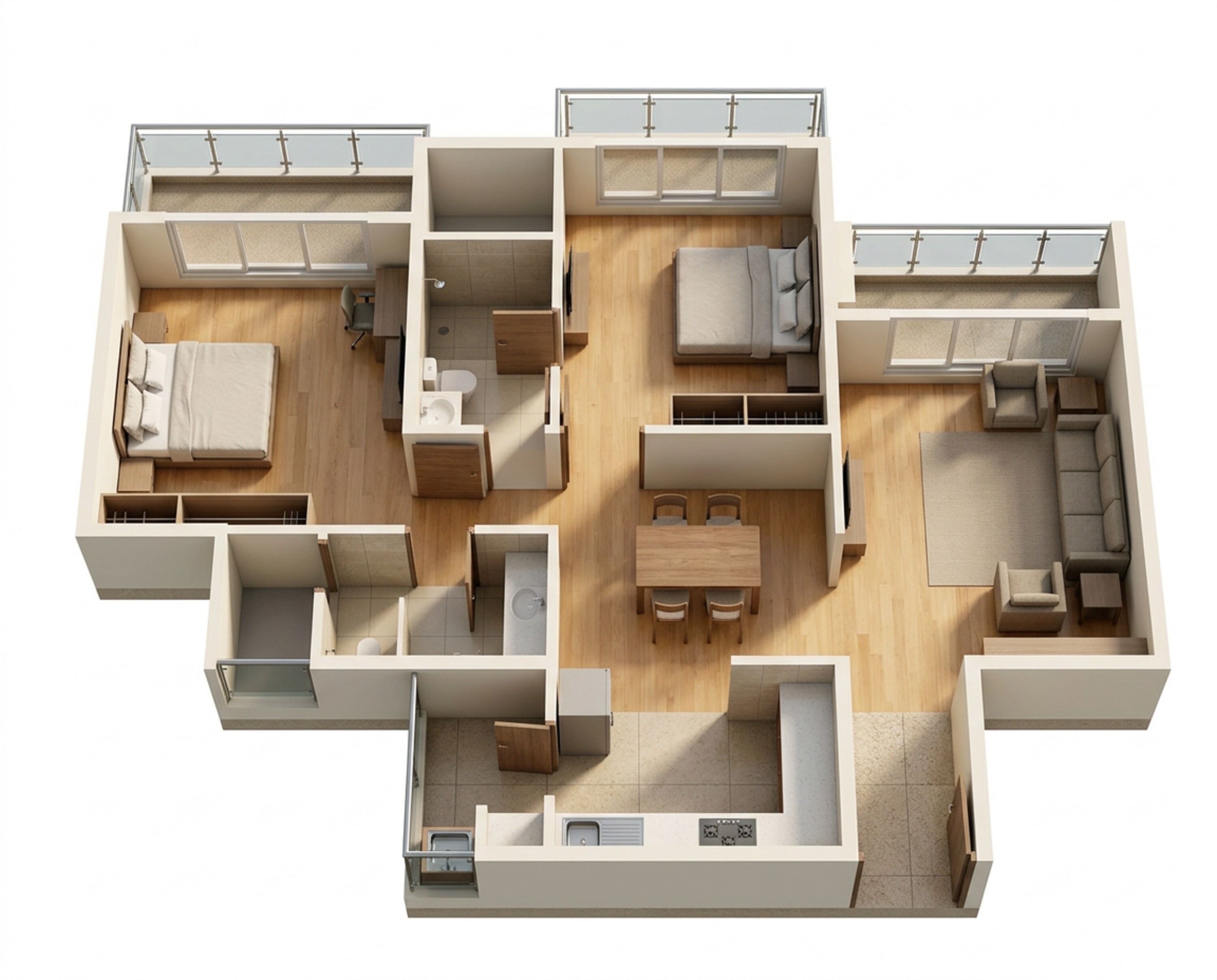 Floor plan of 2 BHK 1255 Sq. Ft. Apartment in Godrej Bliss, Noida