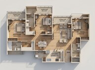 Floor plan of 3 BHK 1947 Sq. Ft. Apartment in Godrej Bliss, Noida