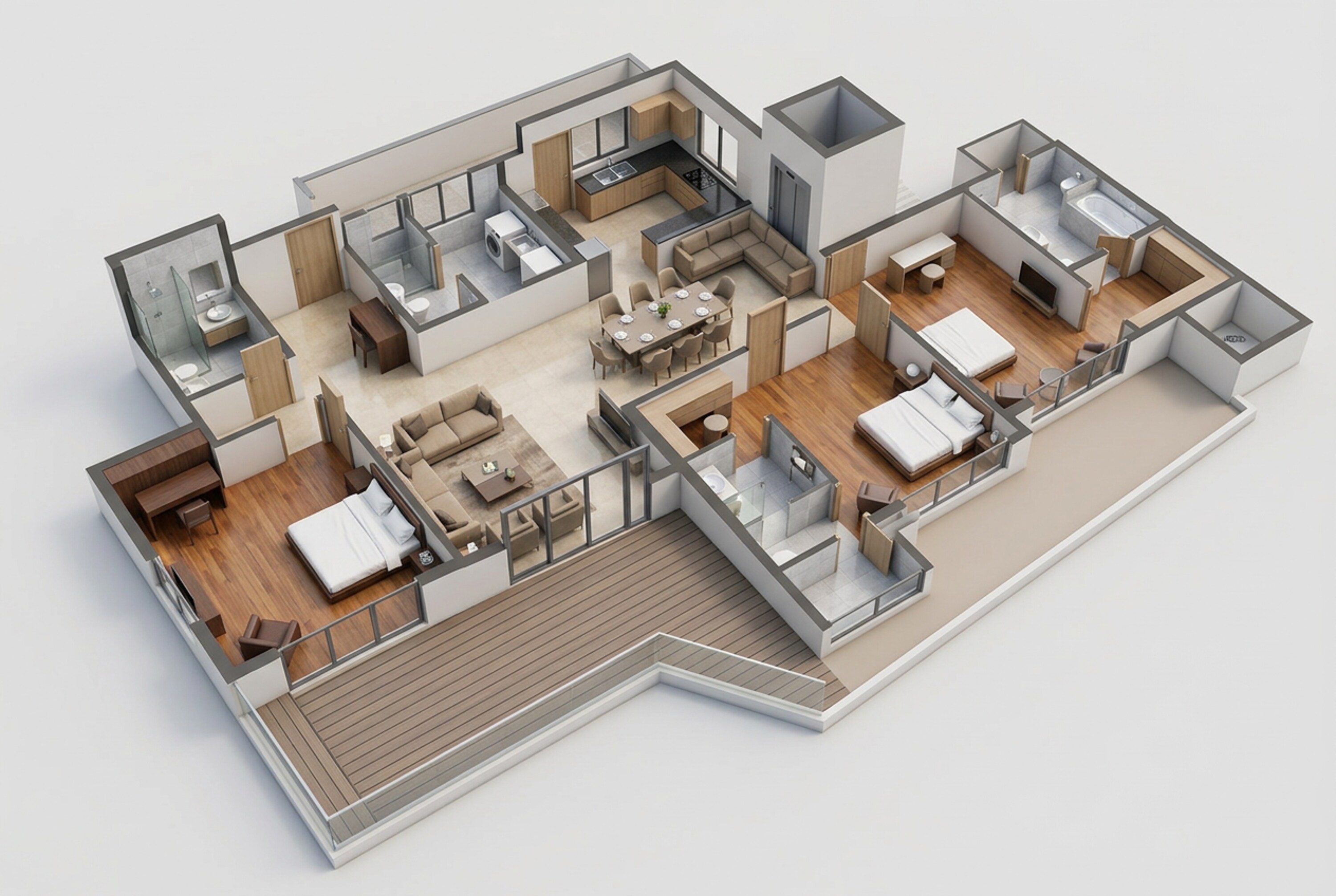 Floor plan of 3 BHK 2440 Sq. Ft. Apartment in Godrej Bliss, Noida