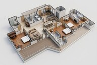 Floor plan of 3 BHK 2440 Sq. Ft. Apartment in Godrej Bliss, Noida