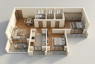 Floor plan of 2 BHK 750 Sq. Ft. Apartment in Godrej Bayview Vashi, Navi Mumbai