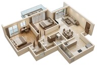 Floor plan of 2 BHK 800 Sq. Ft. Apartment in Godrej Bayview Vashi, Navi Mumbai