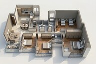 Floor plan of 3 BHK 985 Sq. Ft. Apartment in Godrej Bayview Vashi, Navi Mumbai