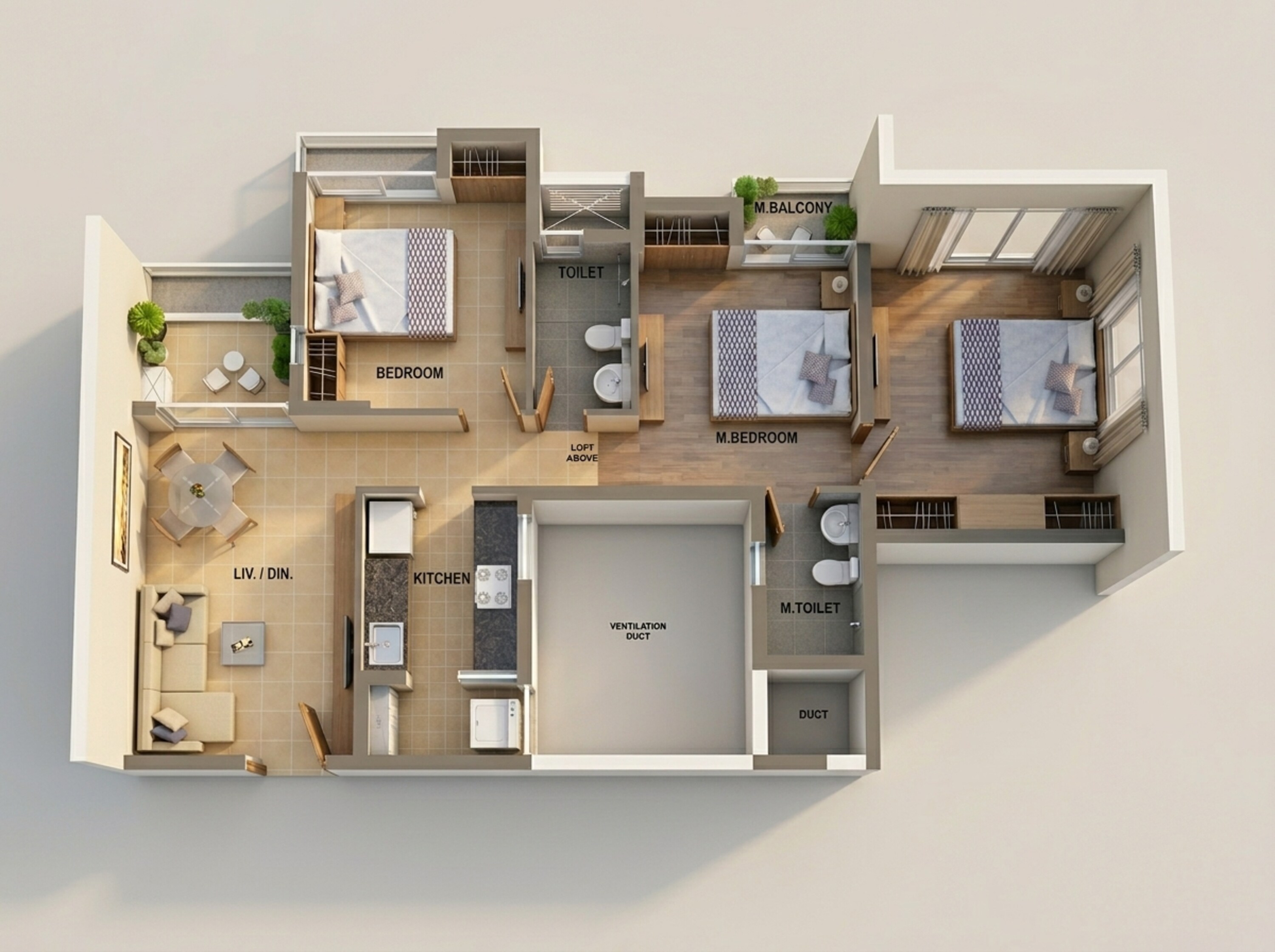 Floor plan of 2 BHK 942 Sq. Ft. Apartment in Godrej Orchard, Kolkata