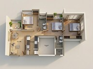 Floor plan of 2 BHK 942 Sq. Ft. Apartment in Godrej Orchard, Kolkata